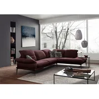 W.SCHILLIG Ecksofa sherry, Designsofa mit tollem Sitzkomfort, elegant und zeitlos, L-Form, mit Kopfstützenverstellung, Winkelfüße in Schwarz, Breite 302 cm braun