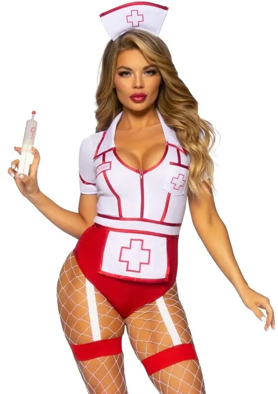 LEG AVENUE Sexy Krankenschwesterkostüm Rot/Weiß M