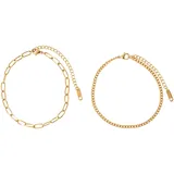 FIRETTI Fußketten Set FIRETTI "Schmuck Geschenk Körperschmuck", gold (gelbgoldfarben), Fußketten, Damen, Edelstahl