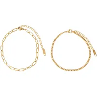 FIRETTI Fußketten Set FIRETTI "Schmuck Geschenk Körperschmuck", gold (gelbgoldfarben), Fußketten, Damen, Edelstahl