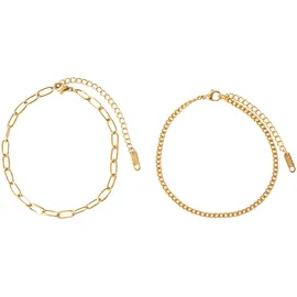FIRETTI Fußketten Set FIRETTI "Schmuck Geschenk Körperschmuck", gold (gelbgoldfarben), Fußketten, Damen, Edelstahl