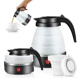 Camping Tragbarer Wasserkocher 600ML, EUBSWA Faltbarer Wasserkocher, Mini Elektrischer Silikon Wasserkessel für Camping, Reise, Outdoor (Schwarz)