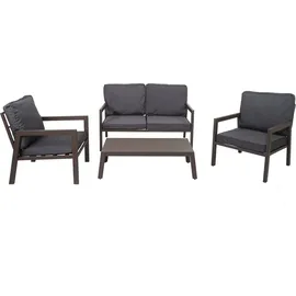 Mendler Garnitur HWC-L64, Gartenlounge Gartengarnitur Lounge-Set Sitzgruppe Sofa, Metall ~ Polster grau