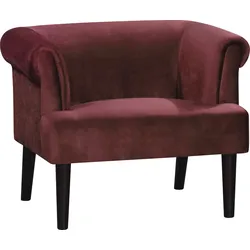 Sessel "Charlie", rot, B:86cm H:70cm T:74cm, Samtvelours (100% Polyester), ATLANTIC HOME COLLECTION, Sessel, Chesterfield Sessel Lounge-Sessel, Loungesessel mit Wellenunterfederung