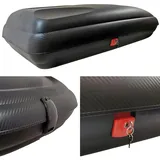VDP Dachbox VDPBA320 320 Ltr Carbonlook abschließbar + Dachträger Tema kompatibel mit BMW X3 (SUV 5 Türer) 2004-2010 Aluminium