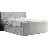 MKS Meble Boxspringbett Hellgrau, Textil, 2-Sitzer, H4, Rechteckig, 180x200 cm, Schlafzimmer, Betten, Boxspringbetten