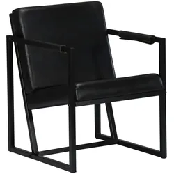vidaXL Sessel Schwarz Echtleder