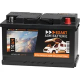 EXAKT AGM Batterie 110Ah 12V Solarbatterie Wohnmobilbatterie Bootsbatterie Camping Versorgungsbatterie ersetzt 100Ah