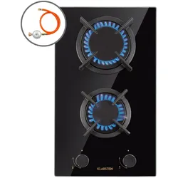 Goldflame Domino Gaskochfeld 2-flammig Messing-Brenner Glaskeramik