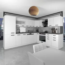 Belini Küchenzeile L-Form 460 x 204 cm Weiß matt