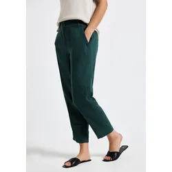 Chinohose STREET ONE, Damen, Gr. 34, Länge 28, schwarz garden grün, Stoff, 100% Leinen, unifarben, casual, comfort fit knöchelfrei, Hosen, High Waist