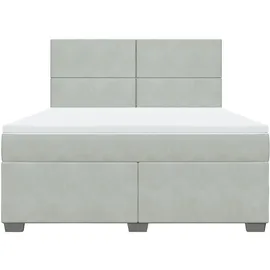 vidaXL Boxspringbett mit Matratze Hellgrau 180x200 cm Samt