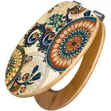 Banjado Design WC Sitz Bambus Holz Toilettendeckel Mit Absenkautomatik Klodeckel WC-Sitz Soft Close Mit Motiv Modernes Mandala