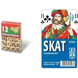 Ravensburger 27097-12 Würfel in Klarsichtbox, Spielzubehör, für die ganze Familie, Qualität & 27003 - Skat, Französisches Bild, 32 Karten in Klarsicht-Box, 32 Blatt