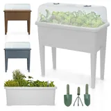 onbest Hochbeet Kunststoff 76 x 66,5 x 37 cm Weiß