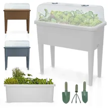 onbest Hochbeet Kunststoff 76 x 66,5 x 37 cm Weiß