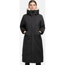 khujo Damen Wintermantel warmer Parka mit weichem Teddyfleece an der Kapuze, Taillenzugband und magnetischer Abdeckleiste Agneta-YM Space Grey Gr. L - L