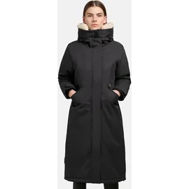 khujo Damen Wintermantel warmer Parka mit weichem Teddyfleece an der Kapuze, Taillenzugband und magnetischer Abdeckleiste Agneta-YM Space Grey Gr. L - L