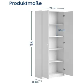 home collective Mehrzweckschrank 74 x 35 x 180 cm Weiß