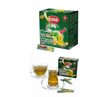 KOZA Minze Zitrone Instant Getränkepulver Stick einzeln Verpackt 50er Pack | Pulver für Heiß oder Kalt Getränk | Türkischer Tee | Ice Tea Pulver | Eistee | Früchtetee | Cay | Teepulver