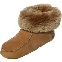 Hollert Herren & Damen Lammfell Hausschuhe IBIZA COGNAC Fellschuhe 100% Merino Schaffell Echtleder Bettschuhe Schuhgröße EUR 39 - 39 EU