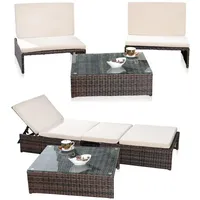 Melko Gartenlounge-Set Gartenset Lounge aus Polyrattan ver. Farben Sitzgruppe 2 Sessel Tisch, (Stück, 3-tlg), Wasserabweisend braun