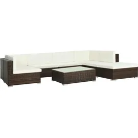 vidaXL Garten-Lounge-Set 8-tlg. mit Auflagen braun