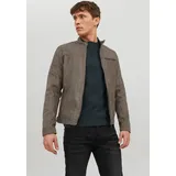 JACK & JONES JJEROCKY in Kunstlederoptik mit Reißverschlusstaschen", Herren, Gr. S bis XL - für Männer - Größe S - grau - S