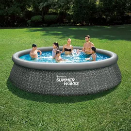 Summer Waves Quick-Up Pool Komplett-Set Ø 396 x 84 cm Dark Herringbone