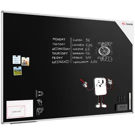 ALLboards Schwarze, magnetische Kreidetafel 180x120 cm, Alurahmen