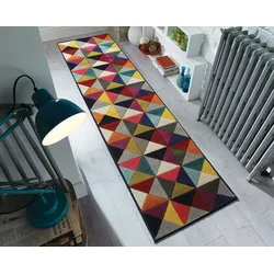 Kadima Design Designer-Teppich in lebhaften Farben, Geometrischer Muster, `Meon Ben`. 66x300 cm