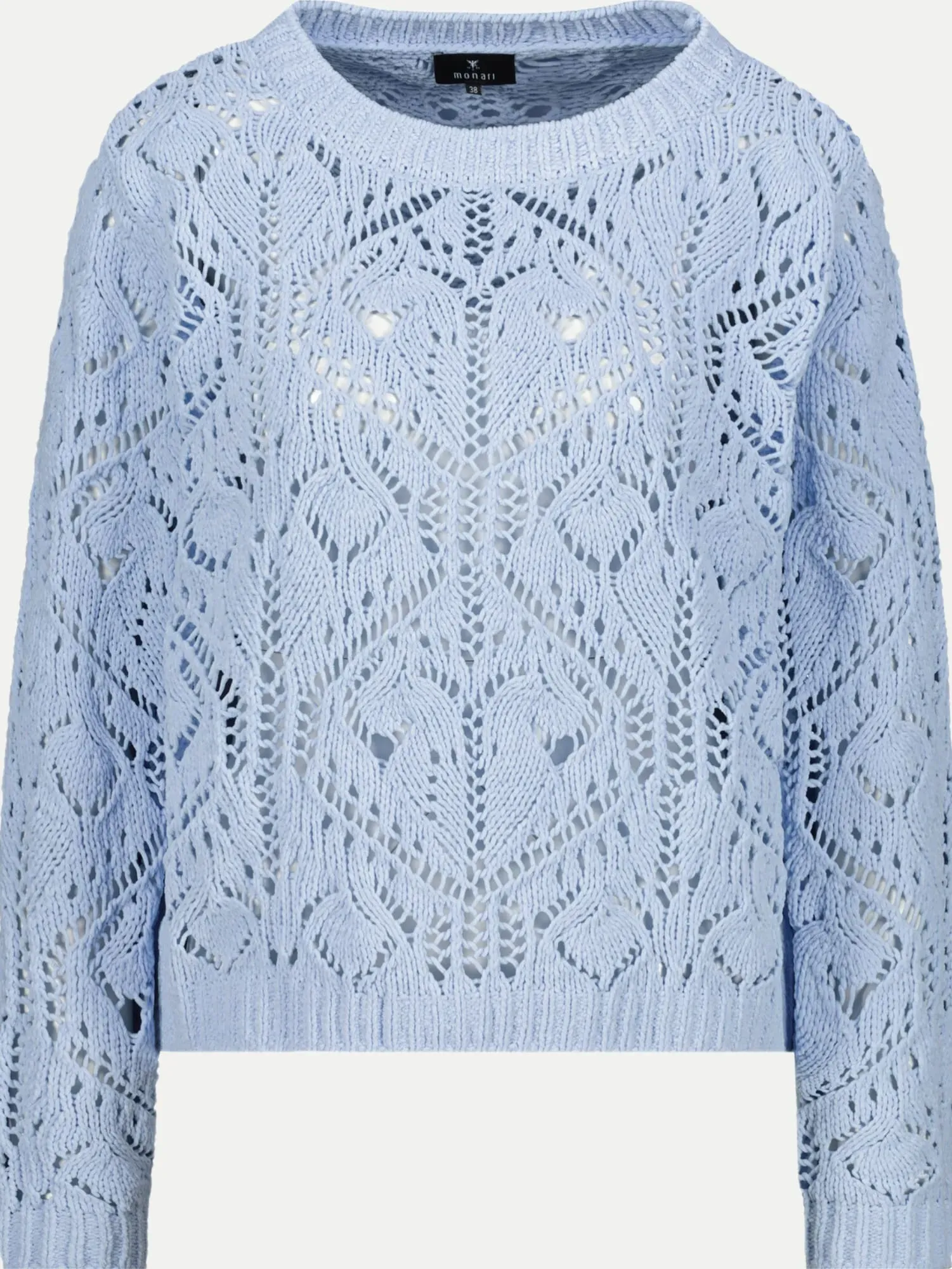Strickpullover mit Ajourmuster Blau 44