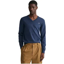 GANT Classic Cotton Pullover Mit V-ausschnitt Dark Jeansblue Melange XL