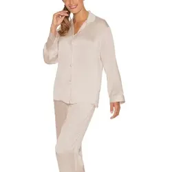 Lady Avenue Pure Silk Basic Pyjamas Perlweiß Seide Large Damen