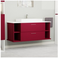 GARLIVO Waschbeckenunterschrank GLA-120 mit Schubladen, Badezimmer Waschtischunterschrank, Rot Breite 120 cm, Soft-Close, Push-to-Open/ Tip-On, Hängend rot