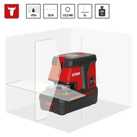 Stier Kreuzlinienlaser 150° x 130° mit 5 Lotpunkten, grün