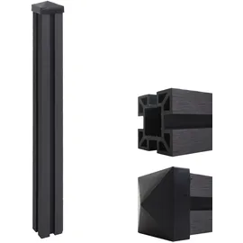 MCW WPC-Pfosten Savoie-WPC-Zaun, Pfeiler Pfahl, Stecksystem ~ 98cm, anthrazit