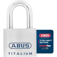 ABUS Titalium Vorhängeschloss 96TI/60 gl.-7566 - gleichschließend - leichter aber massiver Schlosskörper - Kellerschloss mit Wendeschlüssel - ABUS-Sicherheitslevel 8 - Silber