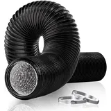 HG PLVTII Abluftschlauch 125mm Flexibel, 5m PVC Trockner Abluftschlauch mit 2 Schlauchschellen, Φ 13 cm Lüftungsschlauch für Wäschetrockner, Abluftventilator, Belüftungssystem, Schwarz