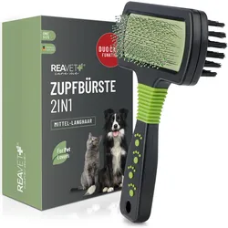 REAVET Zupfbürste 2in1 für Hunde & Katzen – Duo Care Funktion