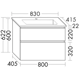Burgbad Waschtischunterschrank 2 Auszüge 83 x 41,5 x 62,2 cm Eisblau Matt