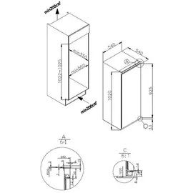 Amica EVKSS 351 215 Kühlschrank (E, 1020 mm hoch, Weiß)