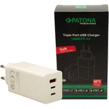PATONA Premium GaN PD100W Adapter 2xUSB-C 1xA weiß