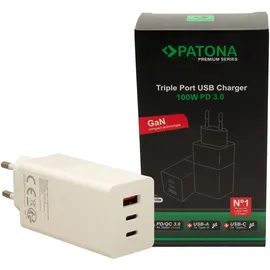 PATONA Premium GaN PD100W Adapter 2xUSB-C 1xA weiß