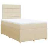 vidaXL Boxspringbett mit Matratze Creme 120x190 cm Stoff