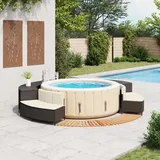 vidaXL Whirlpool-Umrandung Schwarz Poly-Rattan und Massivholz Akazie