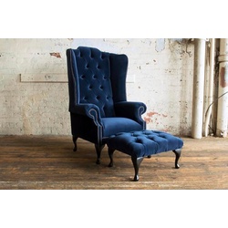 JVmoebel Ohrensessel, Chesterfield Ohrensessel Design Sessel blau