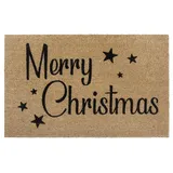 HANSE HOME Fußmatte Kokos 45x70cm – rutschfeste Schmutzfangmatte Natur für Innen, Fußabtreter Merry Christmas Kokosmatte für Eingangsbereich & überdachten Außenbereich