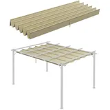 Outsunny Pavillon-Ersatzdach für 4 x 3 m Pergola, mit Regenabflusslöchern, 180 g/m2, 350 x 260 cm (Ersatzdach für Pergola, Pergola-Schattenabdeckung), für Garten, Terrasse, Beige gelb|beige 350 cm x 6 cm x 260 cm