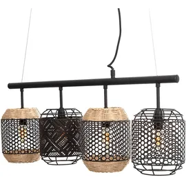 Nowa Rattan 4-flg. 74 cm schwarz Holzgeflecht
